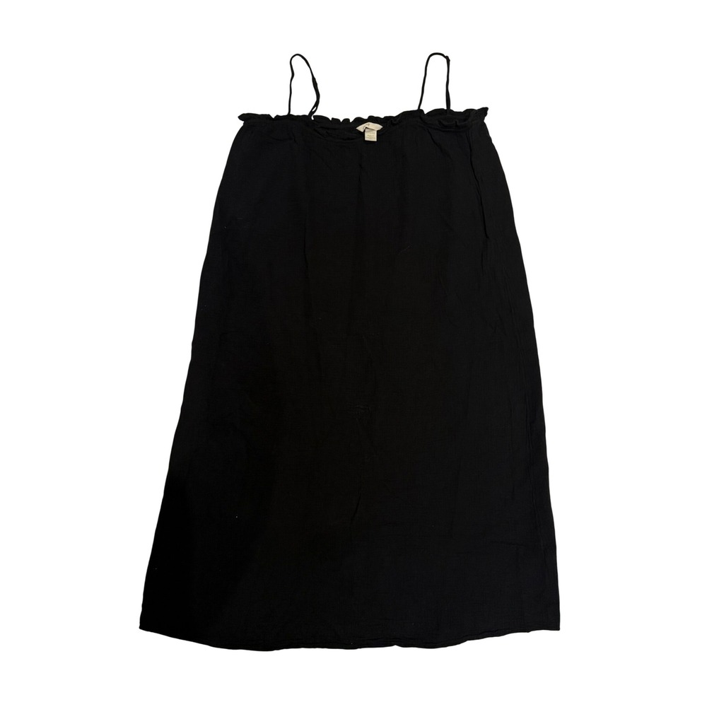 HM Black Gauze Mini Dress Sleeveless Ruffle Neck Spaghetti Strap Size S